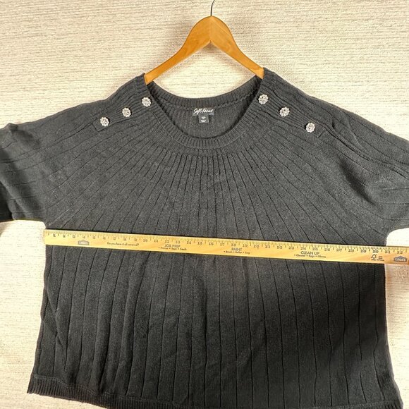 Soft Focus Womens 4X Black Knit Ribbed 3/4 sleeve Sweater Feminine Romantic Soft - Picture 10 of 12